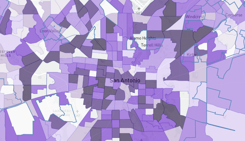 map of san antonio showing different energy burdens by area