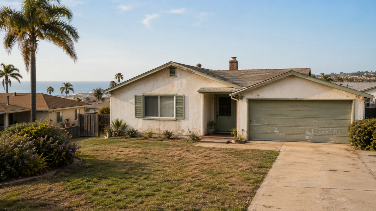 Coastal San Deigo home with palm trees